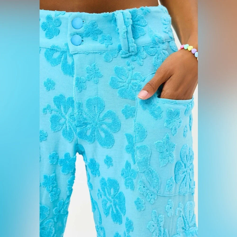 NWT Frankie’s Bikinis Chilli Terry Cargo Pant Blue Isle Size Medium